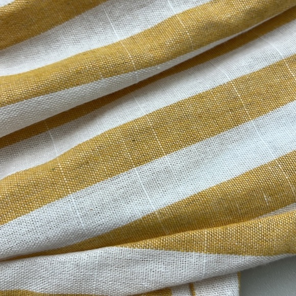 MOLLY BRACKEN Mustard/White Stripe Cottage/Career/City Long Puff SLV Blouse L - Picture 9 of 15